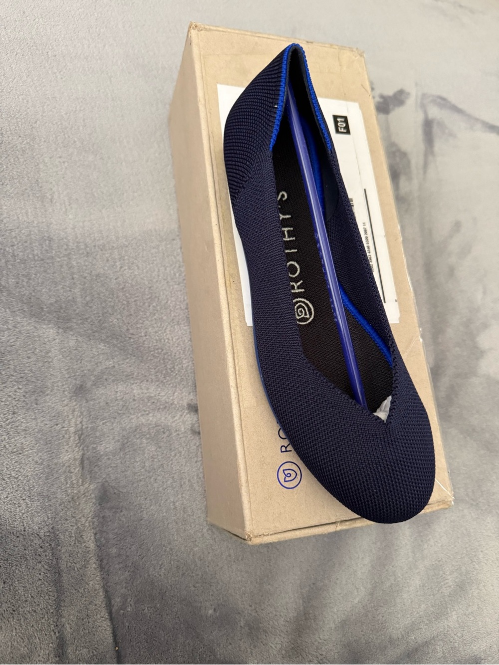 Rothy's Navy Knit Ballet Flat with Blue Trim